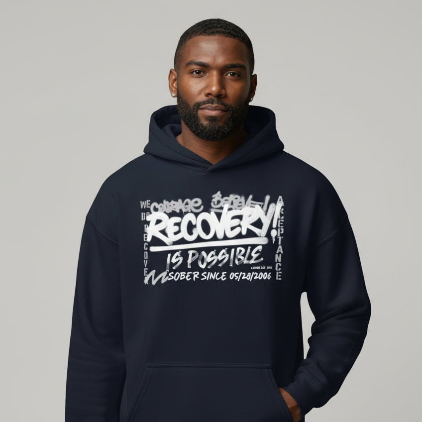 Recovery Hoodie | Men’s Recovery Is Possible Hoodie with Date