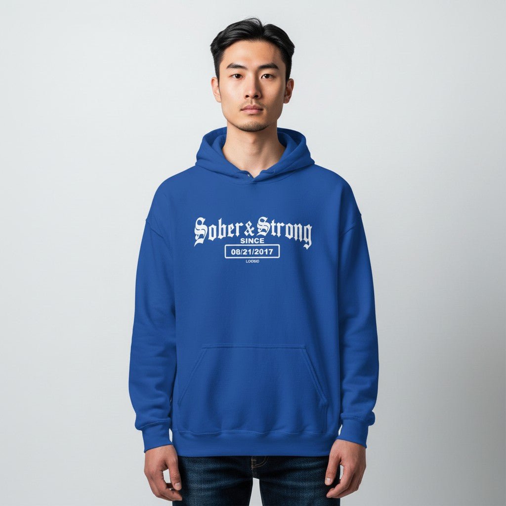 Recovery Hoodie | Men’s Old School Sober Hoodie with Custom Date