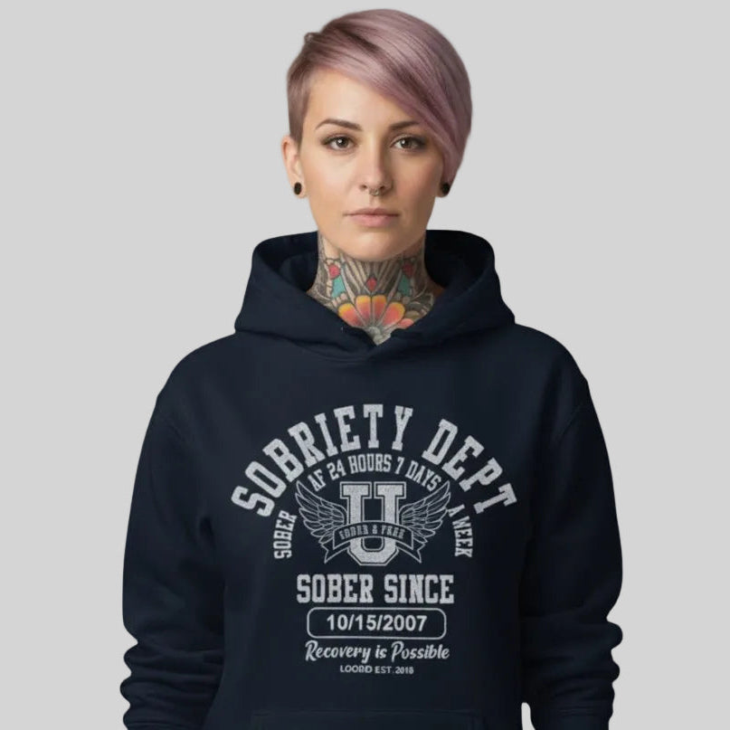 Recovery Hoodie | Sobriety Dept Unisex Hoodie with Custom Sobriety Date