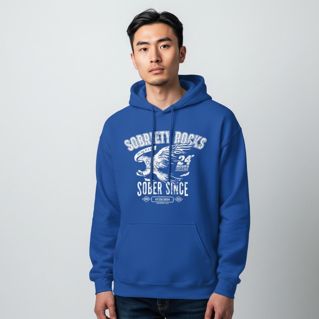 Sobriety Rocks | Men's Sober Since Hoodie with Custom Sobriety Date