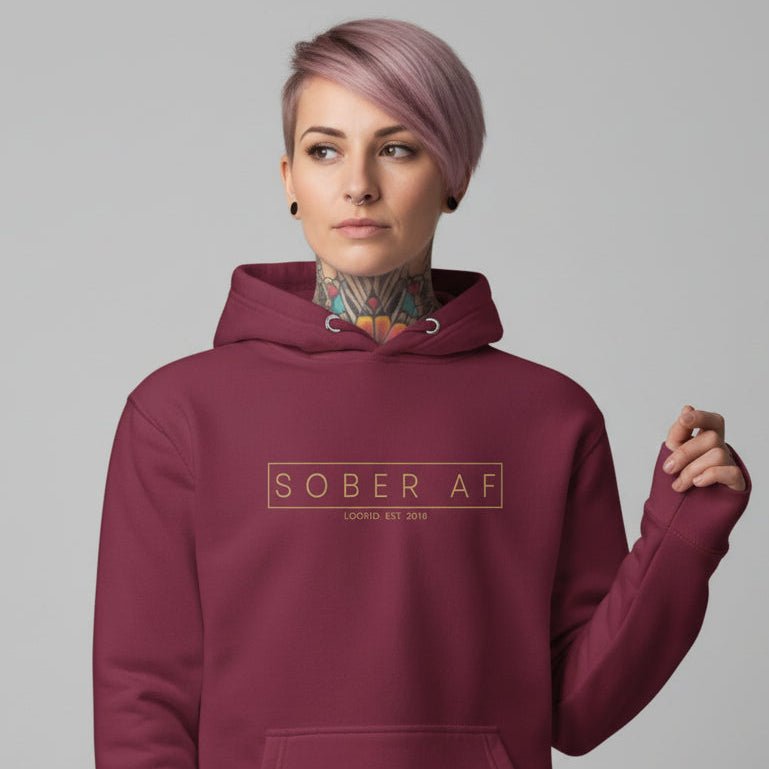 Recovery Hoodie | Sober AF Women's Hoodie with Custom Sobriety Date
