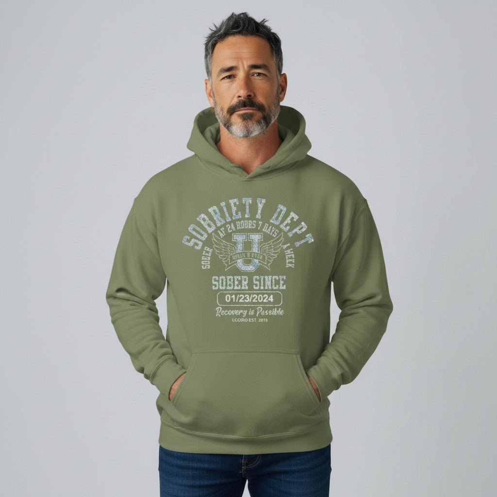 Recovery Hoodie | Sobriety Dept Hoodie with Custom Sobriety Date