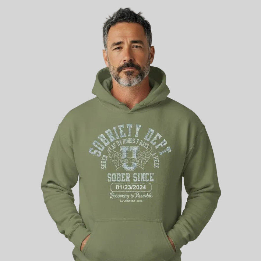 Recovery Hoodie | Sobriety Dept Unisex Hoodie with Custom Sobriety Date