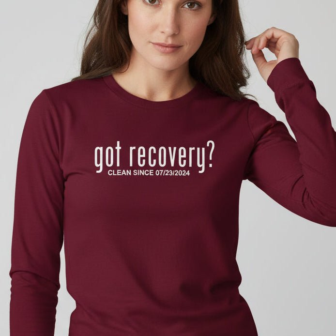 Long Sleeve Clean Sober T Shirt flat lay styled image (view 13)