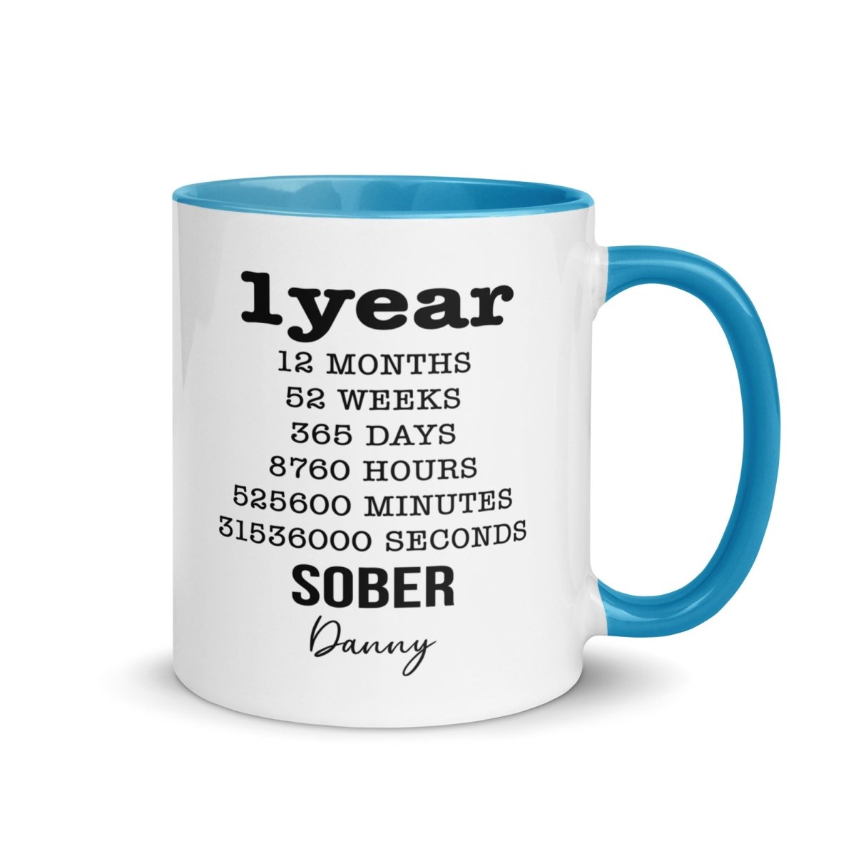 Soberversary Year Mug with Color Inside Sober Coffee Mug side view (view 6)