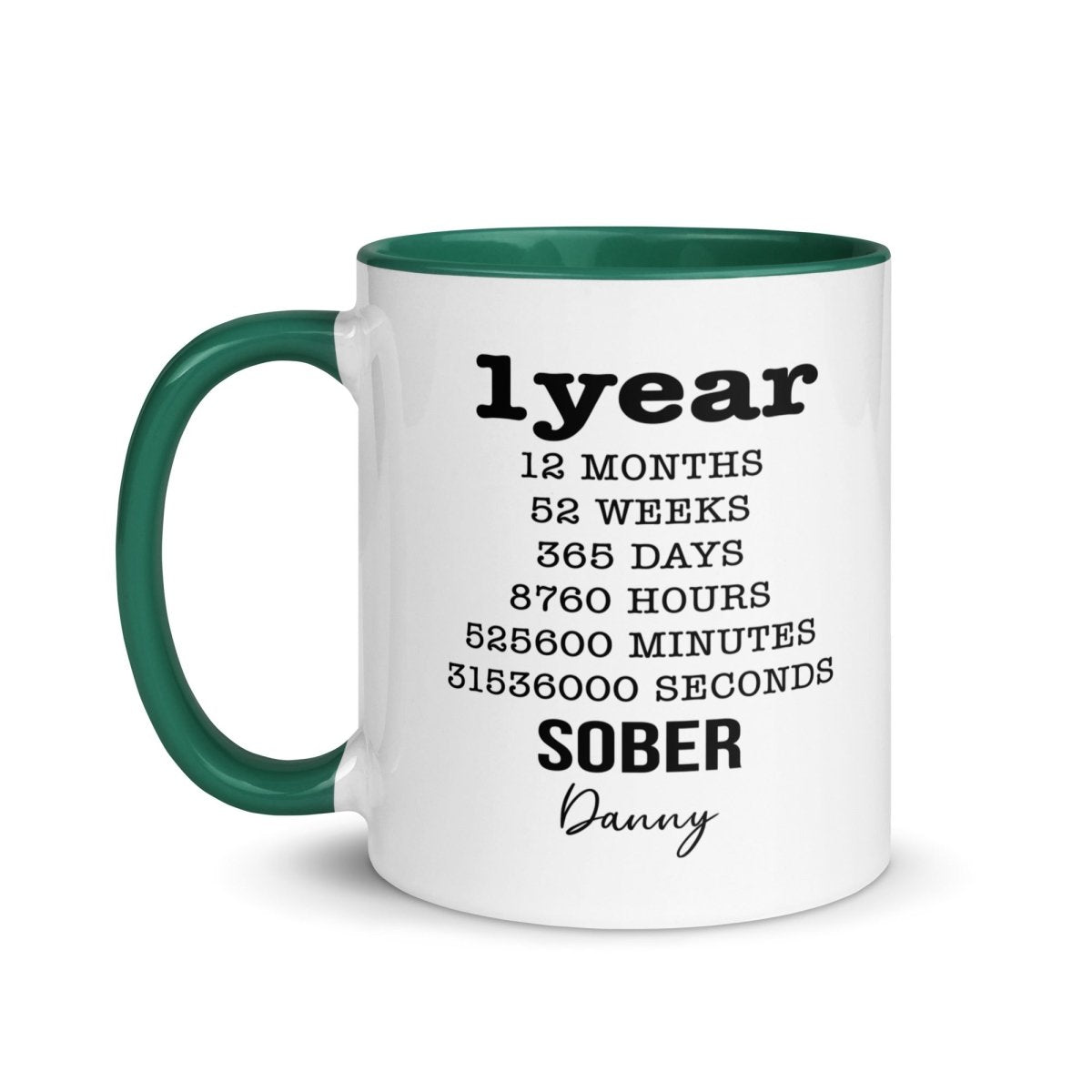 Soberversary Year Mug with Color Inside Sober Coffee Mug flat lay styled image (view 13)