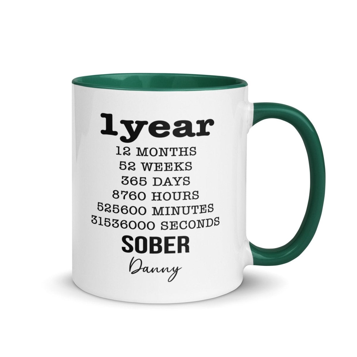 Soberversary Year Mug with Color Inside Sober Coffee Mug close-up view (view 12)
