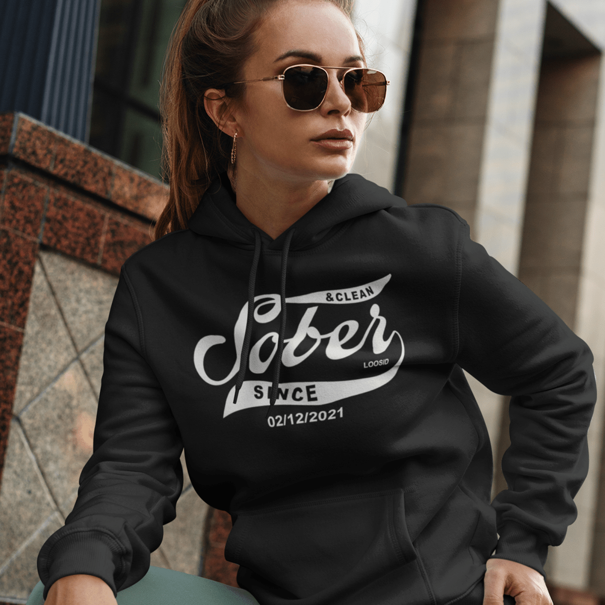 Personalized recovery hoodie featuring sobriety milestone