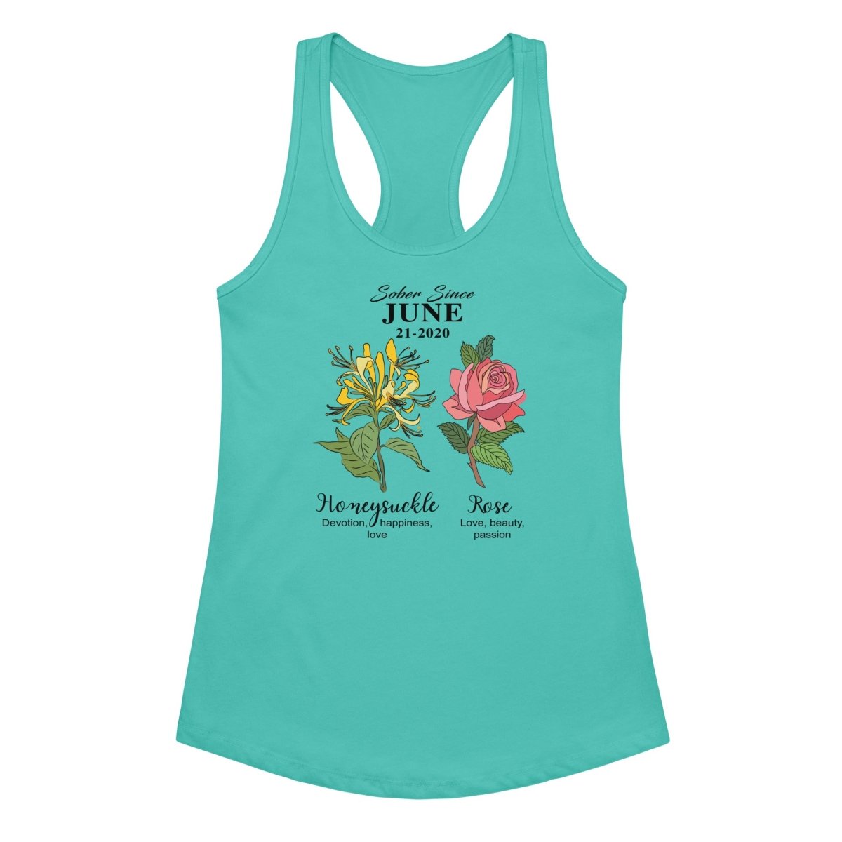 Sober Since Monthly Flower Personalized with Your Sober Date Sober Tank Top product photo (view 10)