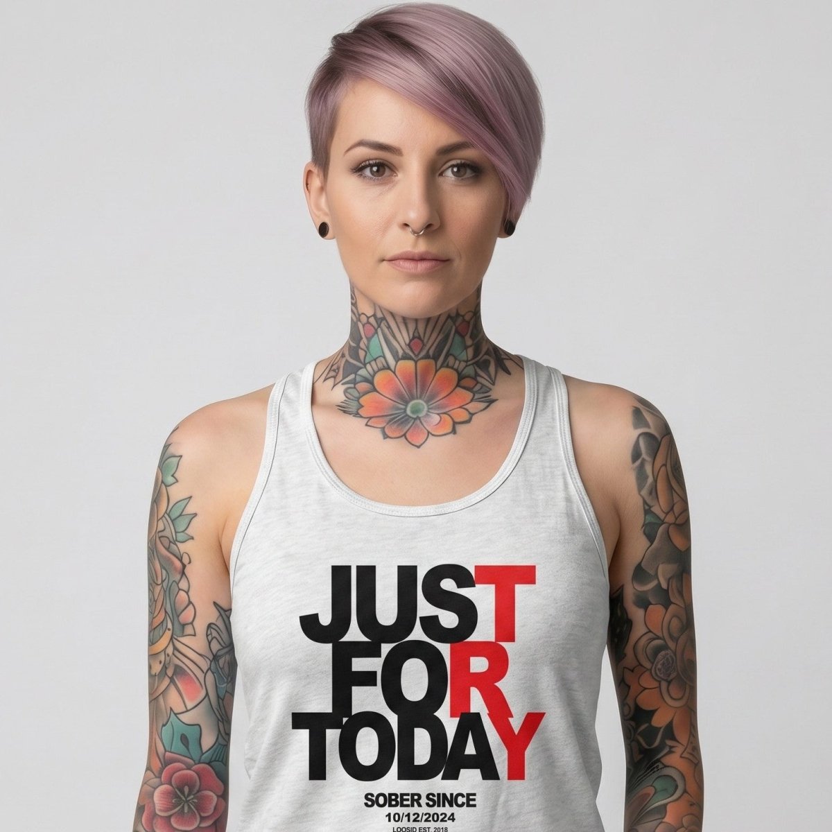 Just Try For Today Women's Racerback Tank with Custom Sobriety Date