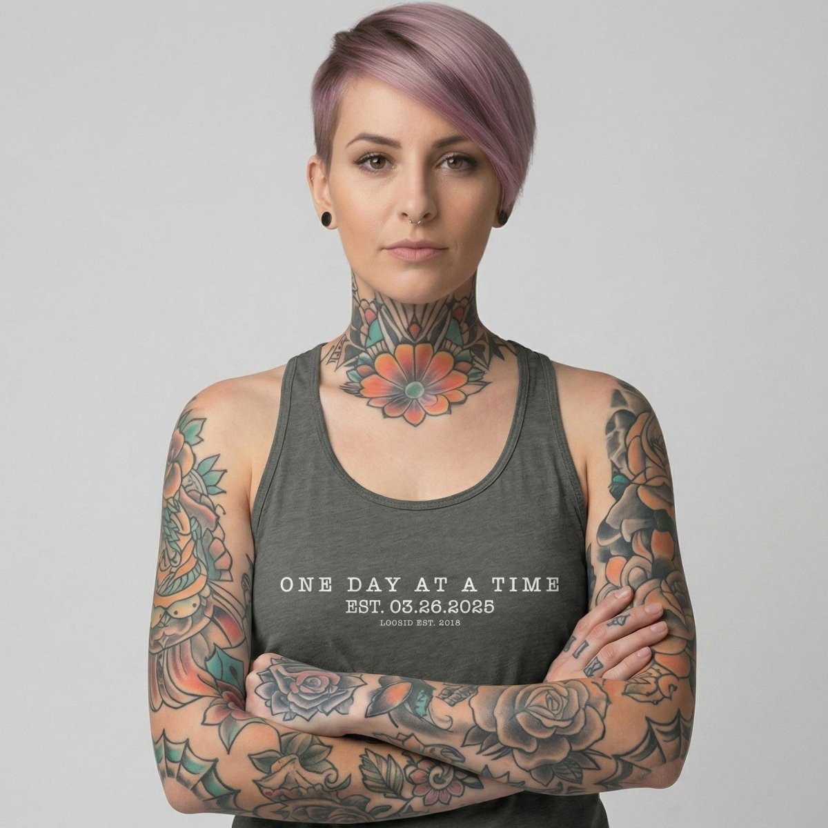 One Day At a Time Sober Tank Top featuring the design (view 21)