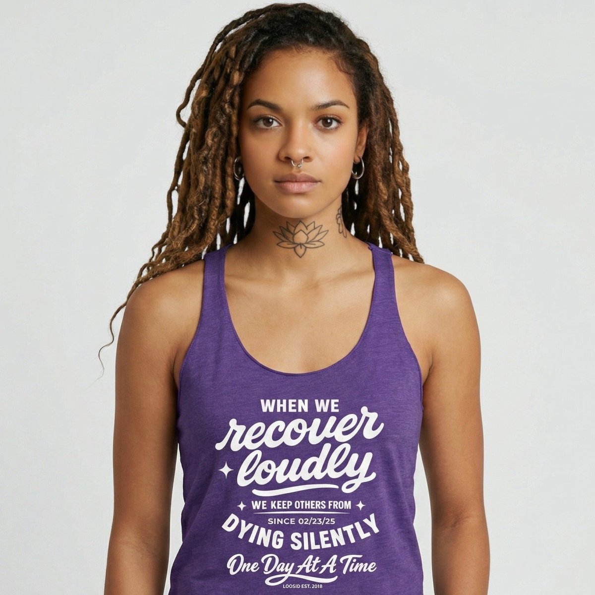 When We Recover Loudly Sober Tank Top fit detail (view 9)