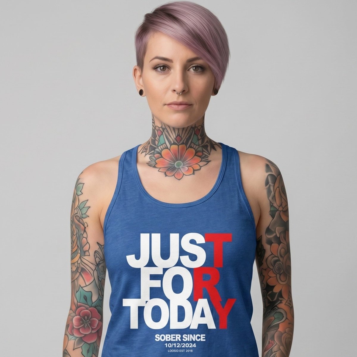 Just Try For Today Women's Racerback Tank with Custom Sobriety Date
