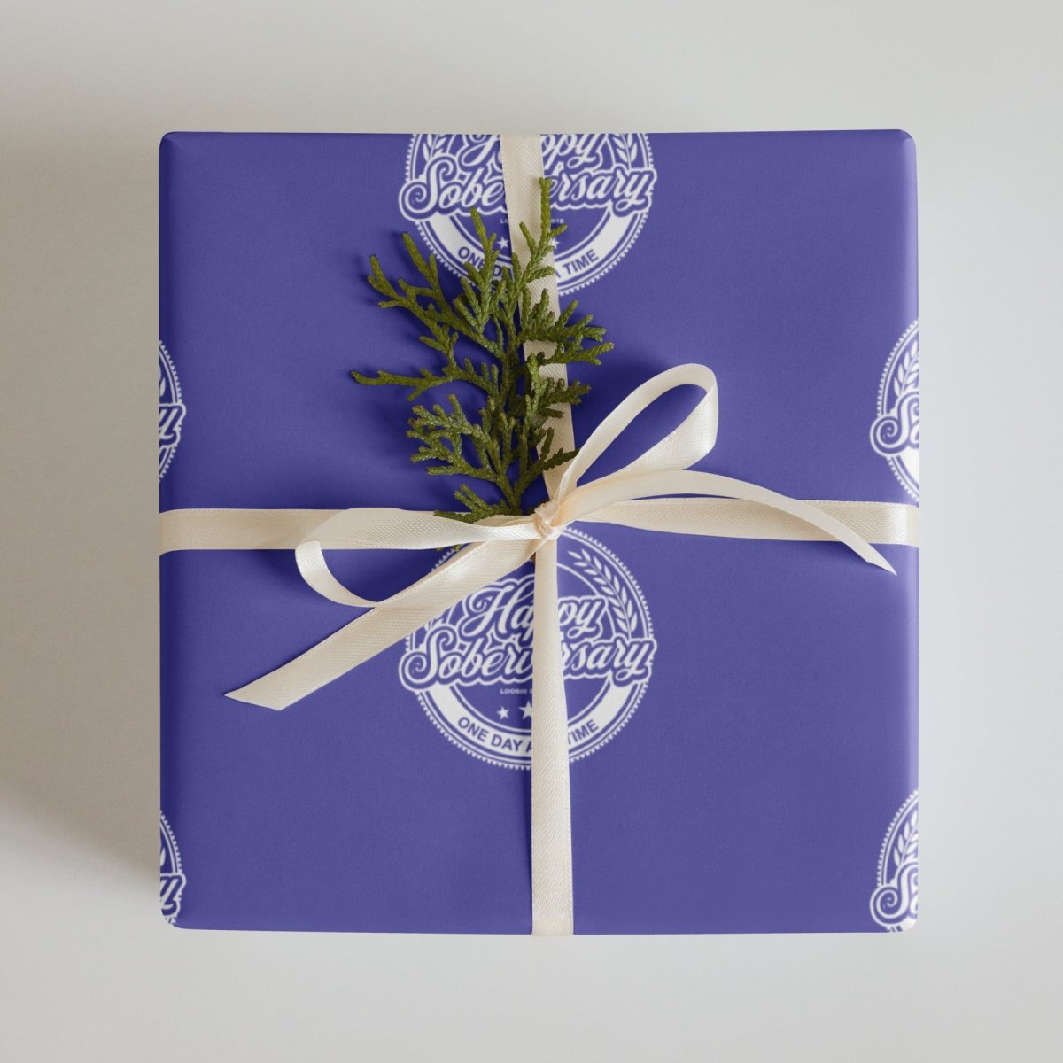 Sober Party Decorations | Purple Happy Soberversary Shield Wrapping Paper