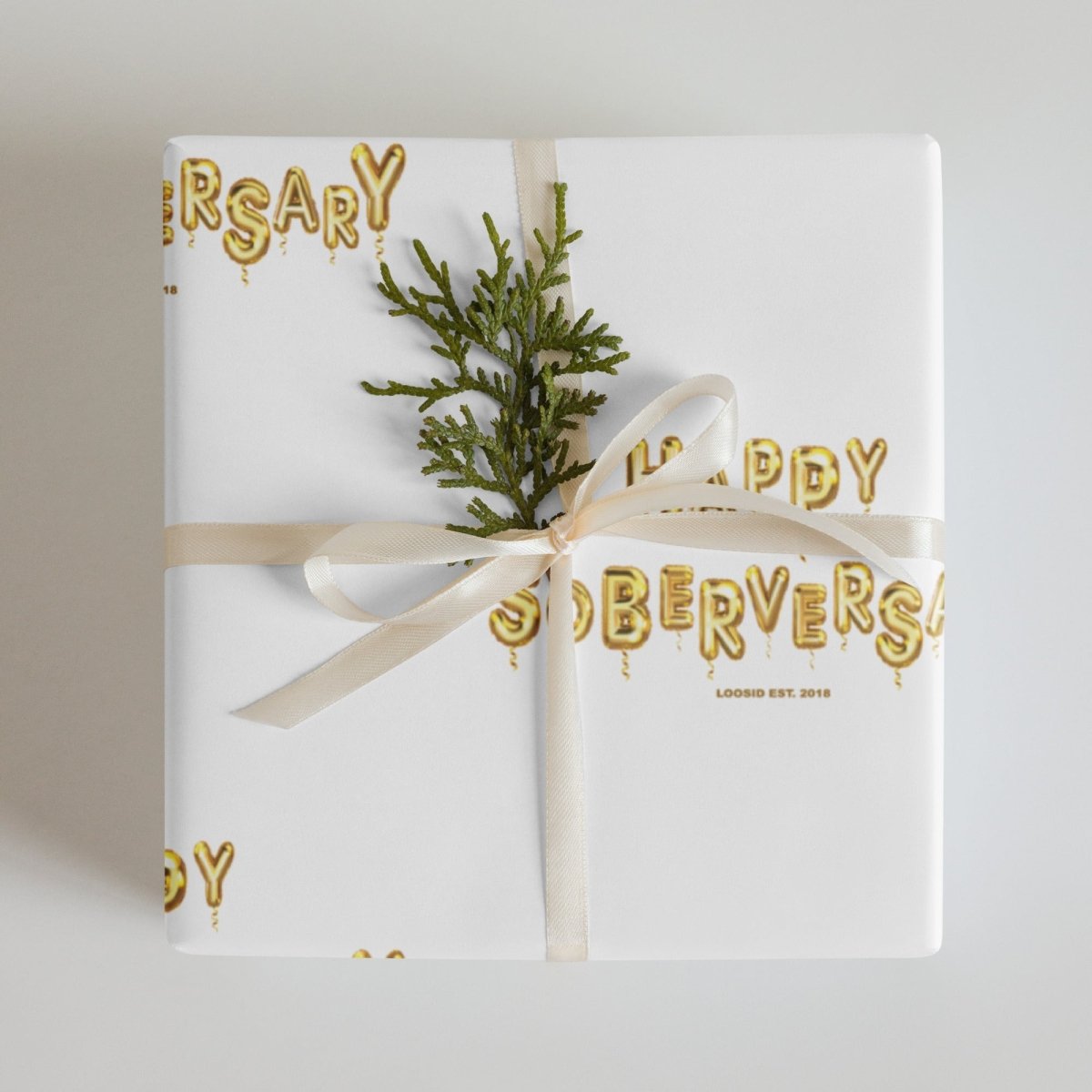 Sober Party Decorations | White Happy Soberversary Balloons Wrapping Paper