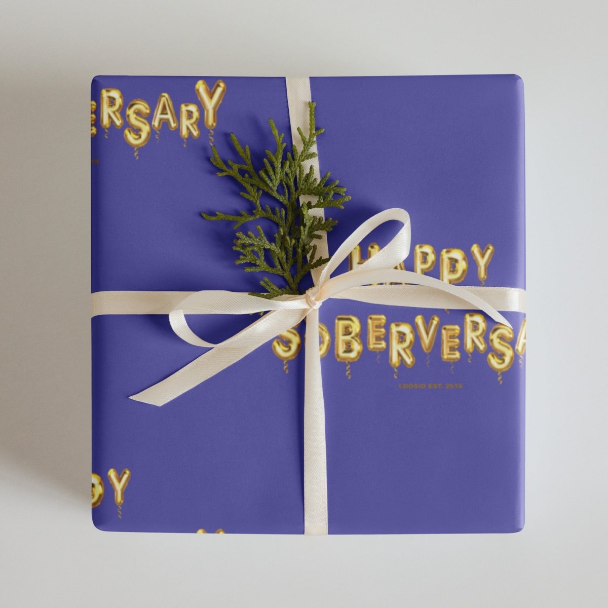 Sober Party Decorations | Purple Happy Soberversary Balloons Wrapping Paper