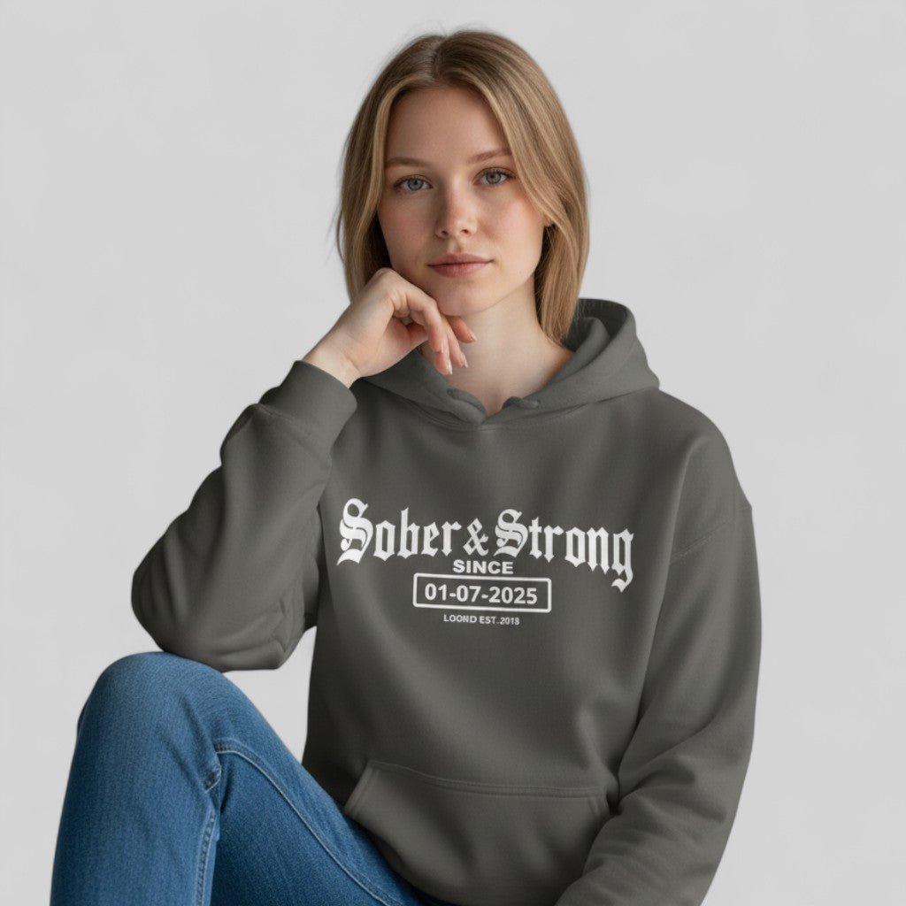 Recovery Hoodie | Women’s Old School Sober Hoodie with Custom Date