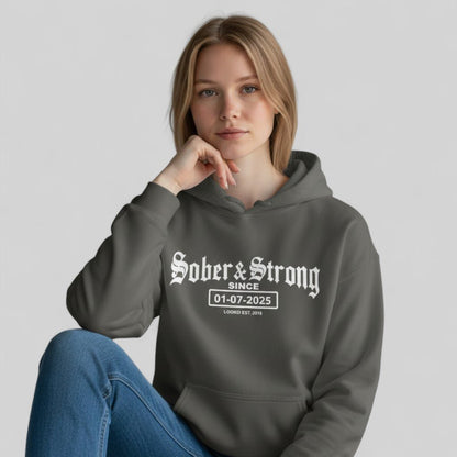 Recovery Hoodie | Women’s Old School Sober Hoodie with Custom Date