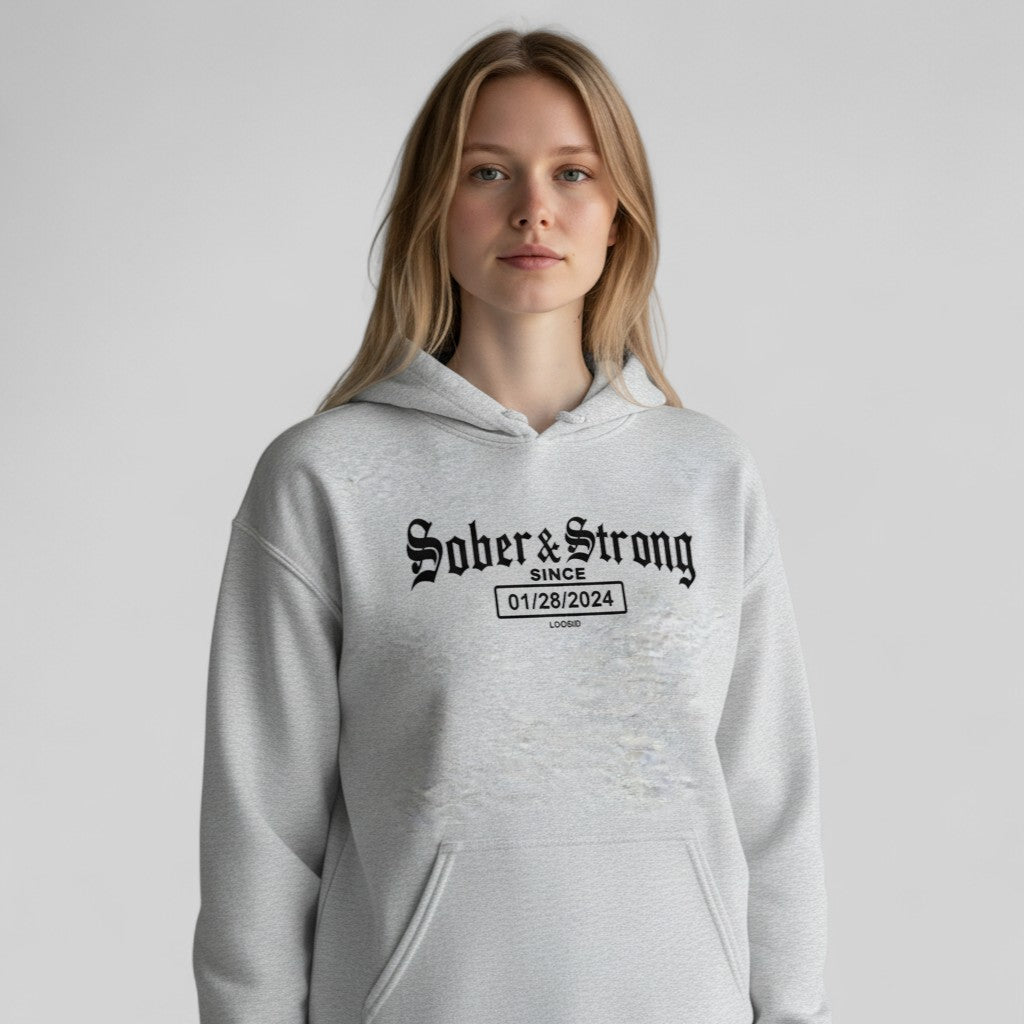 Recovery Hoodie | Women’s Old School Sober Hoodie with Custom Date
