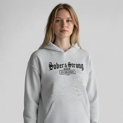 Recovery Hoodie | Women’s Old School Sober Hoodie with Custom Date