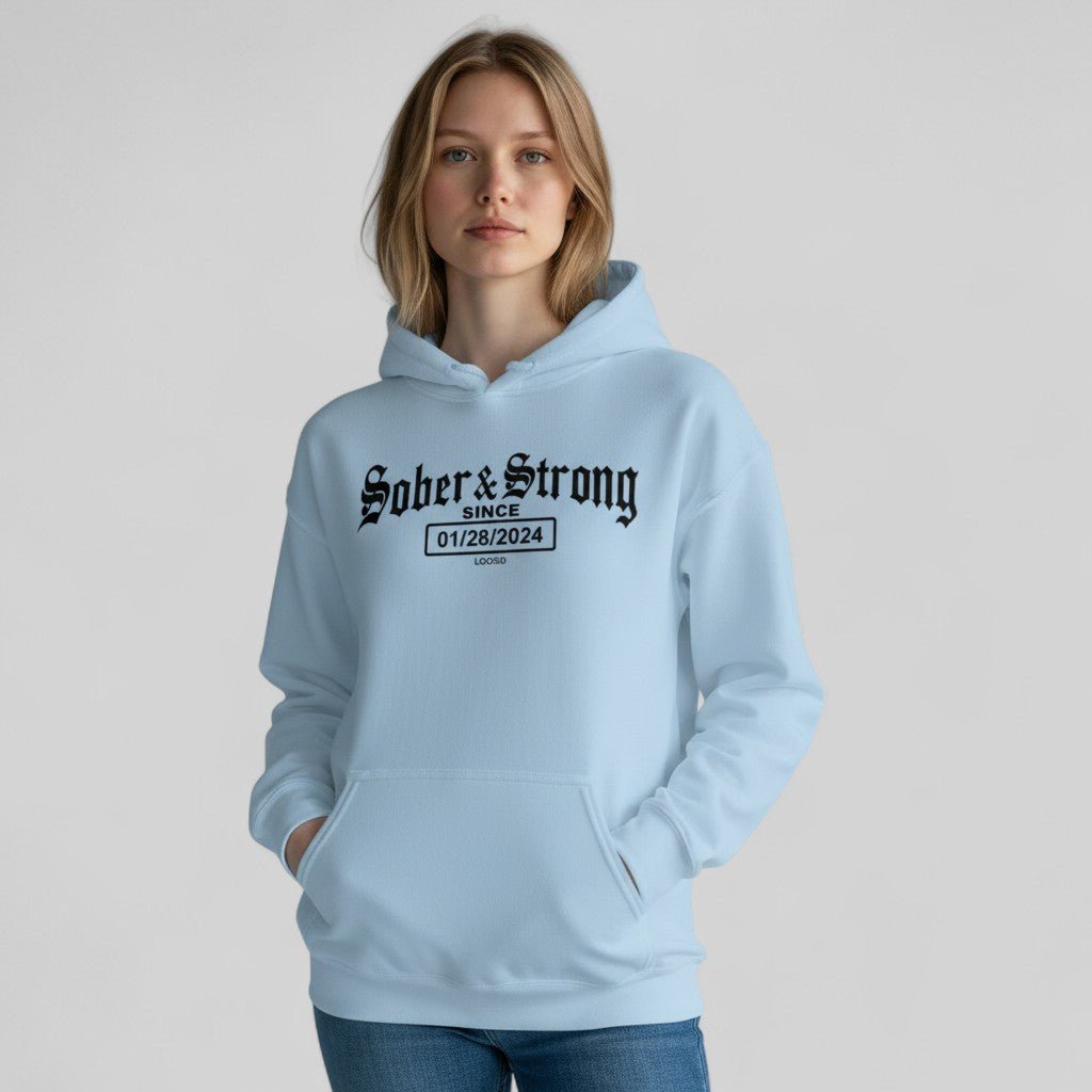 Recovery Hoodie | Women’s Old School Sober Hoodie with Custom Date