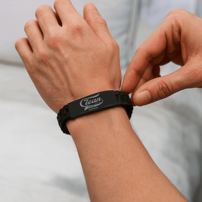 Man wearing Clean and Sober Jewelry Bracelet