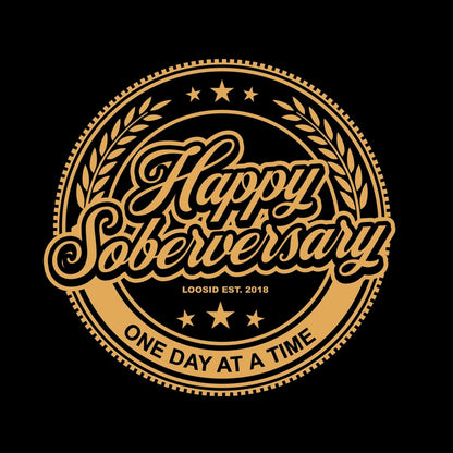 Black Happy Soberversary Table runner