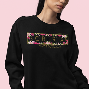 Stylish recovery hoodie featuring “Sober AF” text for sober pride