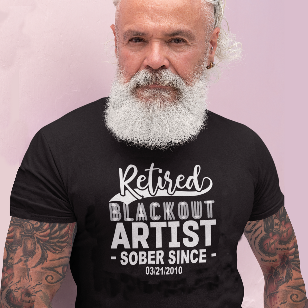 Men's Retired Blackout Artist T-Shirt w/ Personalized Sobriety Date