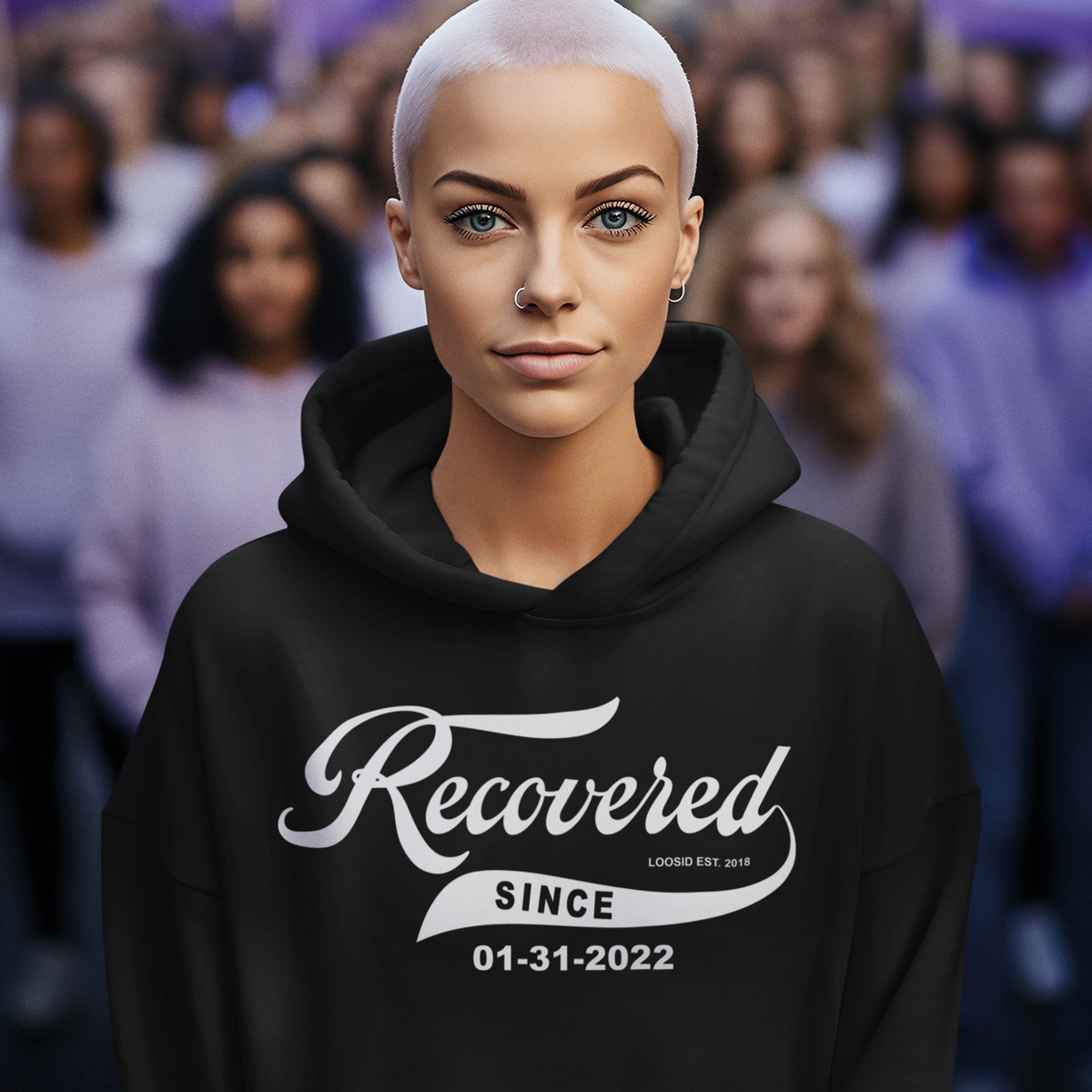 Women's Recovered Since Hoodie w/ Personalized Recovered Date