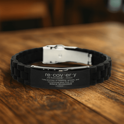 Sober Jewelry | Custom Recovery Definition  Sober Date Bracelet | Recovery Gift