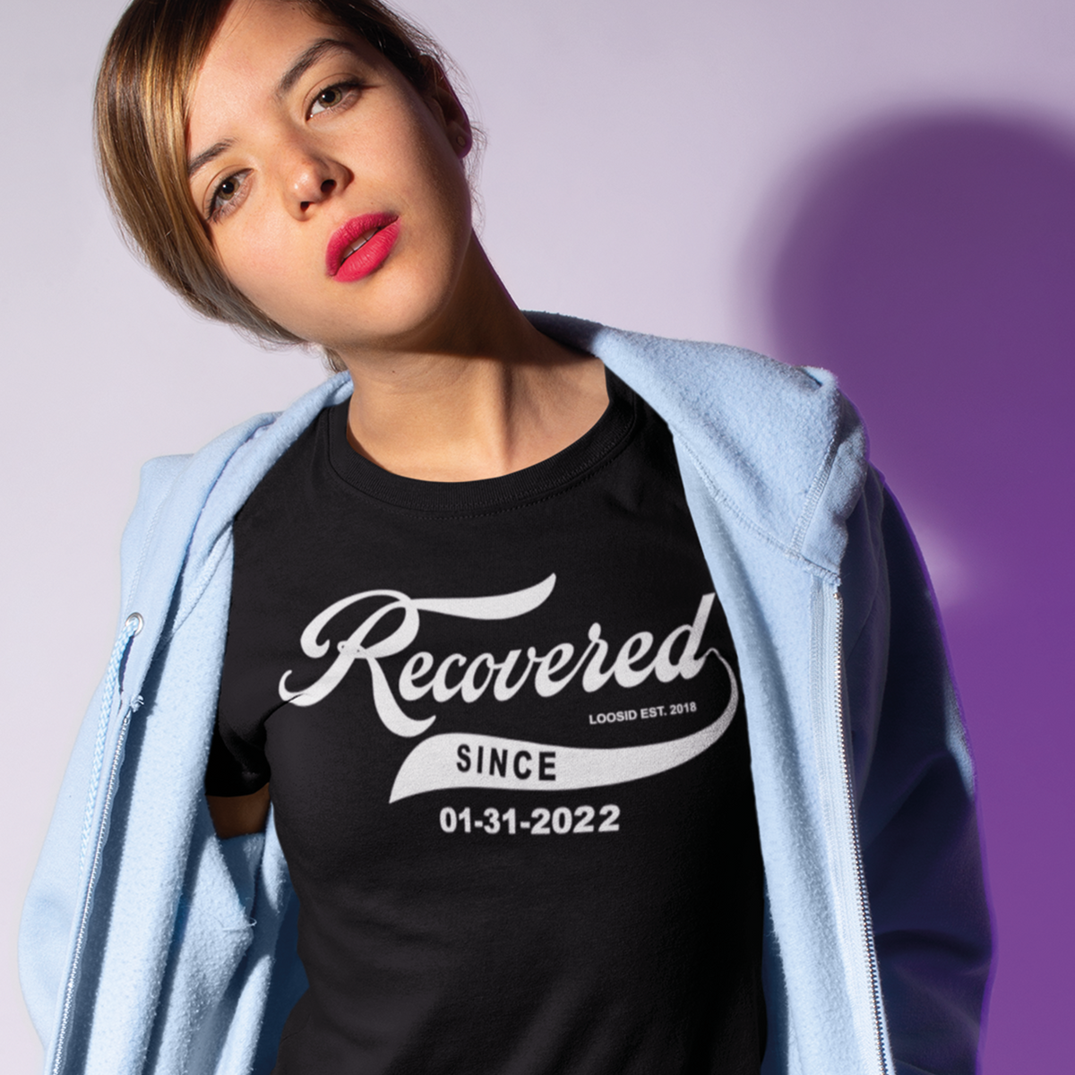 Women’s Recovered Since Tee w/ Personalized Clean Date