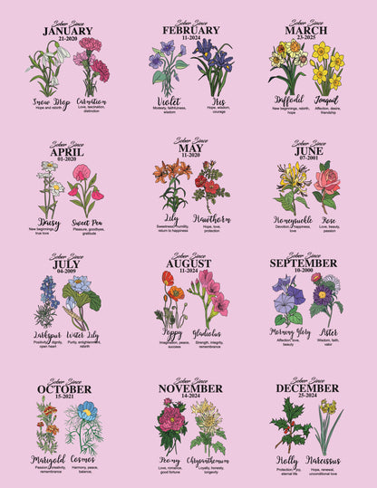 Sober Since Monthly Flower Racerback Tank  – Personalized with Your Sober Date