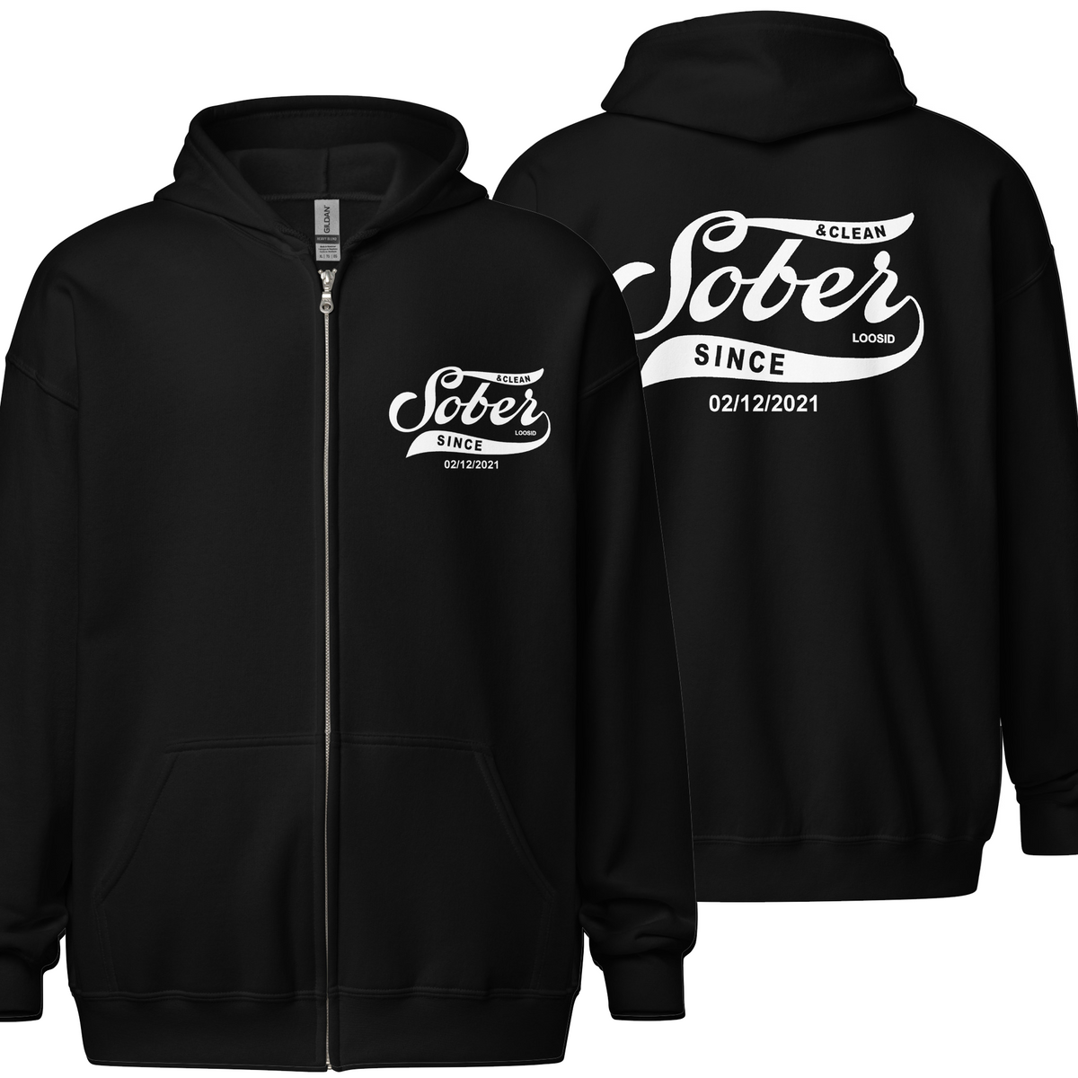 Recovery Zip Hoodie | Sober Since Unisex Hoodie with Custom Sobriety Date