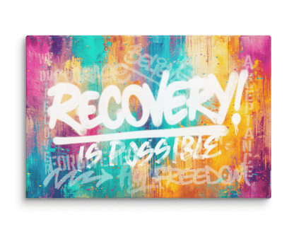 Inspiring Sobriety Art canvas with the word “Recovery” in street-style design