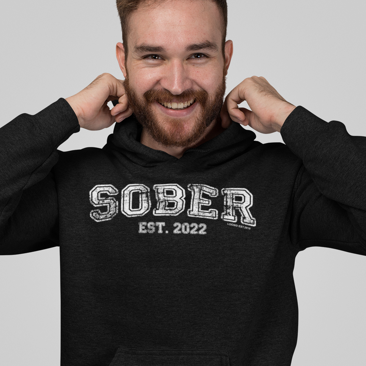 Men's Sober Est. Hoodie w/ Personalized Sobriety Year