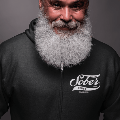 Recovery Zip Hoodie | Sober Since Unisex Hoodie with Custom Sobriety Date