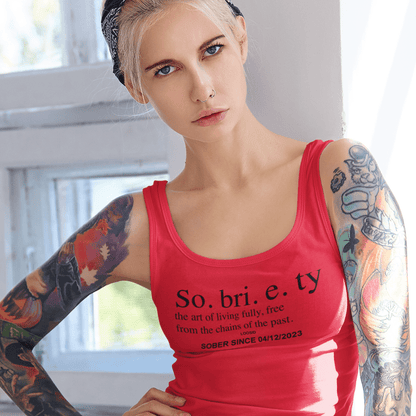 Sobriety Definition Women's Racerback Tank w/Personalize Sober Date
