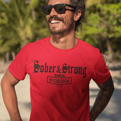Men's Old School Sober T-Shirt w/ Personalized Sobriety Date