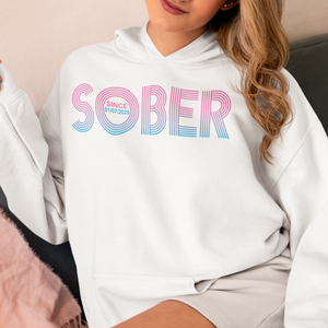 Recovery Hoodie with retro-inspired design and personalized date