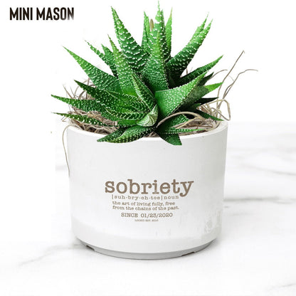 Sobriety Pot and Live Plant w/Sober Date