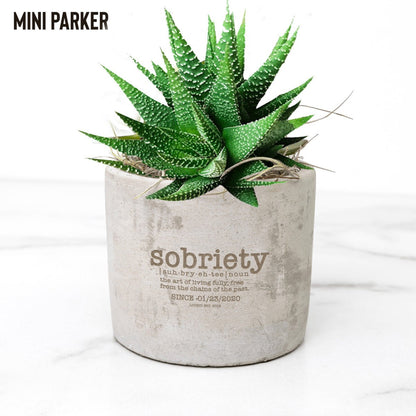Sobriety Pot and Live Plant w/Sober Date