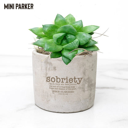 Sobriety Pot and Live Plant w/Sober Date
