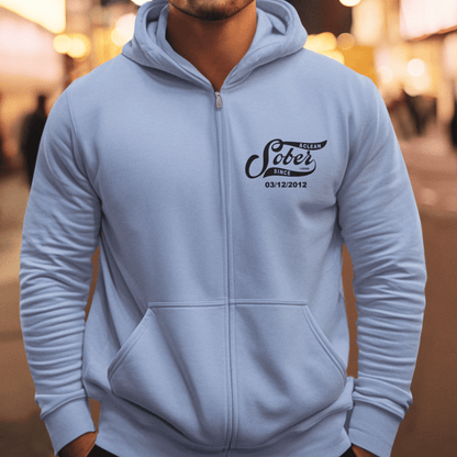 Recovery Zip Hoodie | Sober Since Unisex Hoodie with Custom Sobriety Date