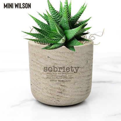 Sobriety Pot and Live Plant w/Sober Date