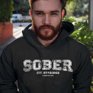 Sober Collegiate Hoodie W/ Personalize Sobriety Date