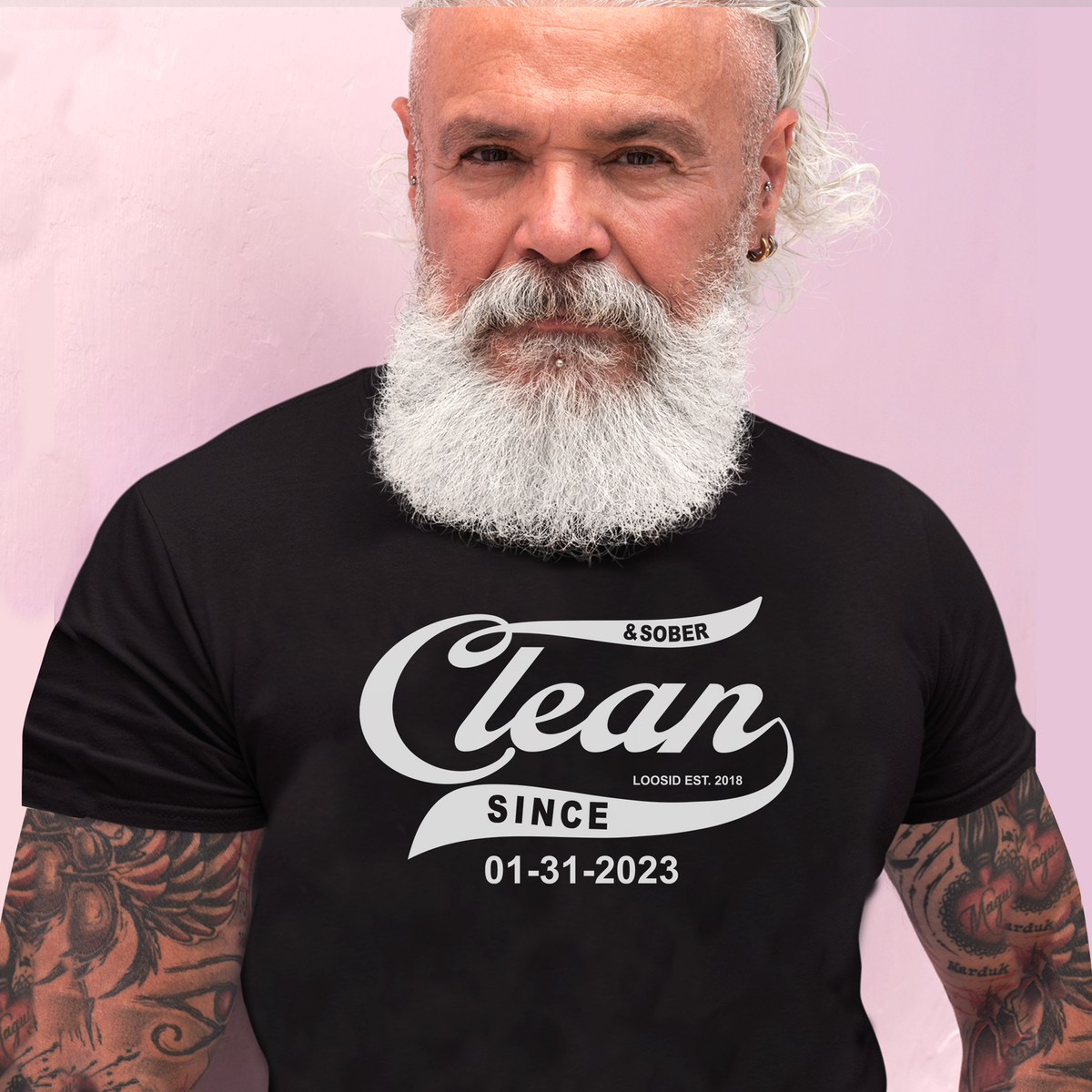 Men's Clean & Sober T-shirt w/ Personalized Sobriety Date