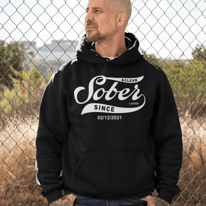 Loosid recovery hoodie featuring sobriety personalization