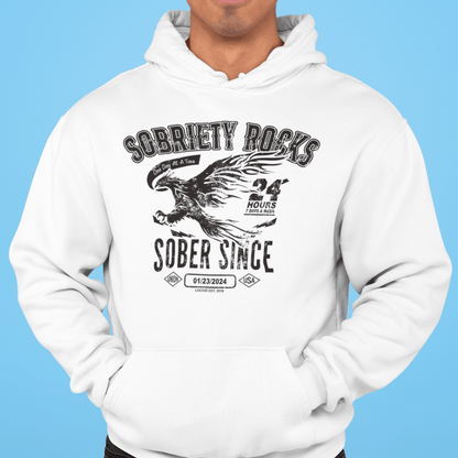 Sobriety Rocks | Men's Sober Since Hoodie with Custom Sobriety Date