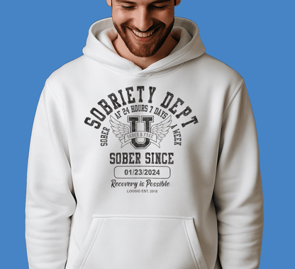 Recovery Hoodie | Sobriety Dept Hoodie with Custom Sobriety Date